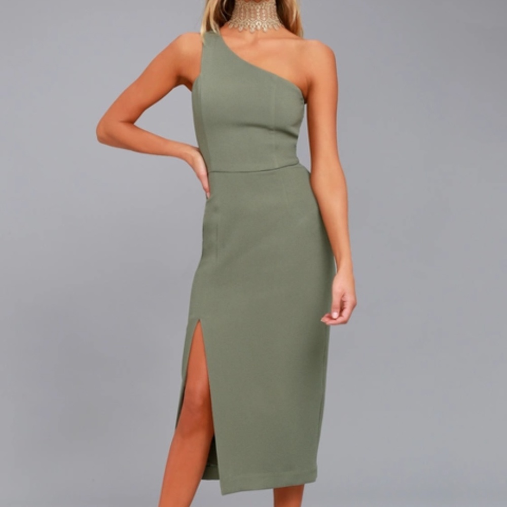 Finders Keepers Haunted Olive Green One-Shoulder
